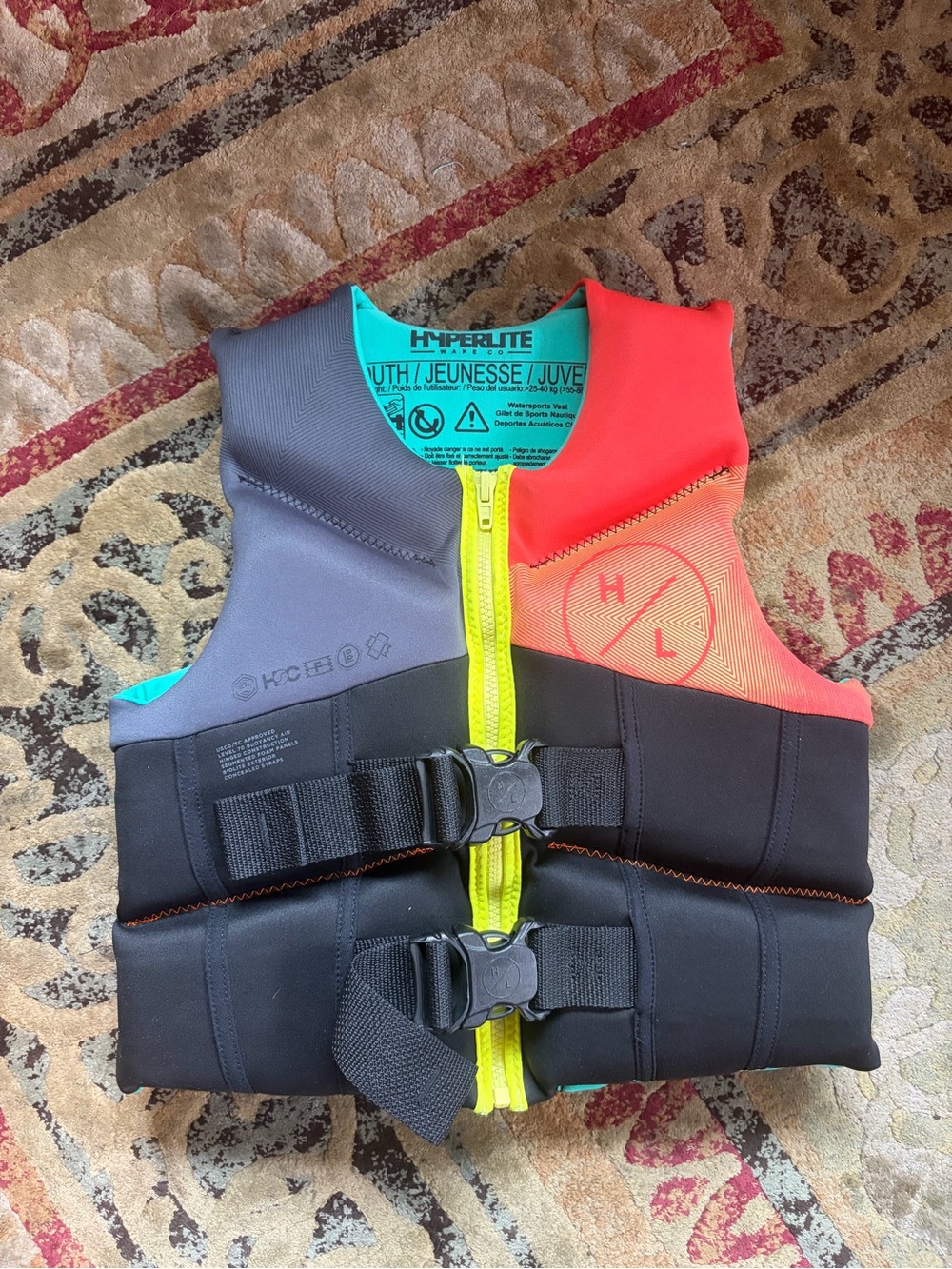 Hyperlite Youth Life Jacket Vest Swimming Flotation PFD 25-40 kg 55-88 lbs Zip